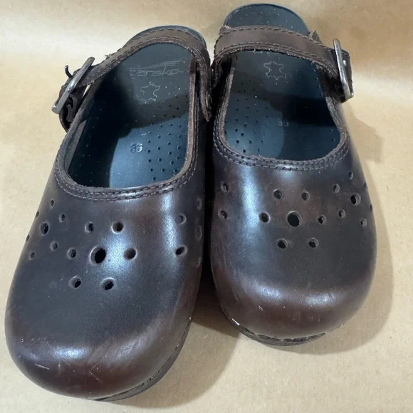 Dansko Brown Leather Mary Jane Clogs Size 35 EU / 4.5-5 US - Picture 4 of 5